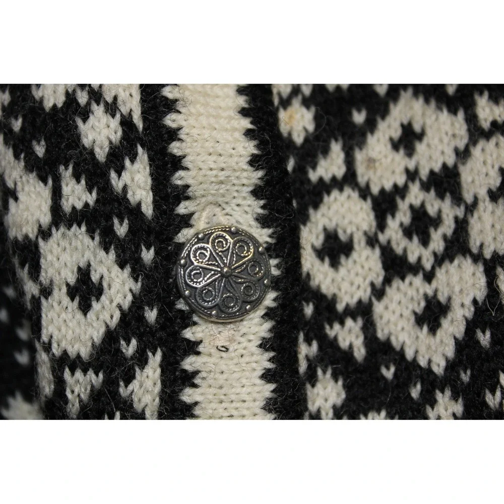 Vintage Selbu Norwegian Wool Cardigan Fair Isle Nordic Heritage Sweater SZ Small - Picture 5 of 14